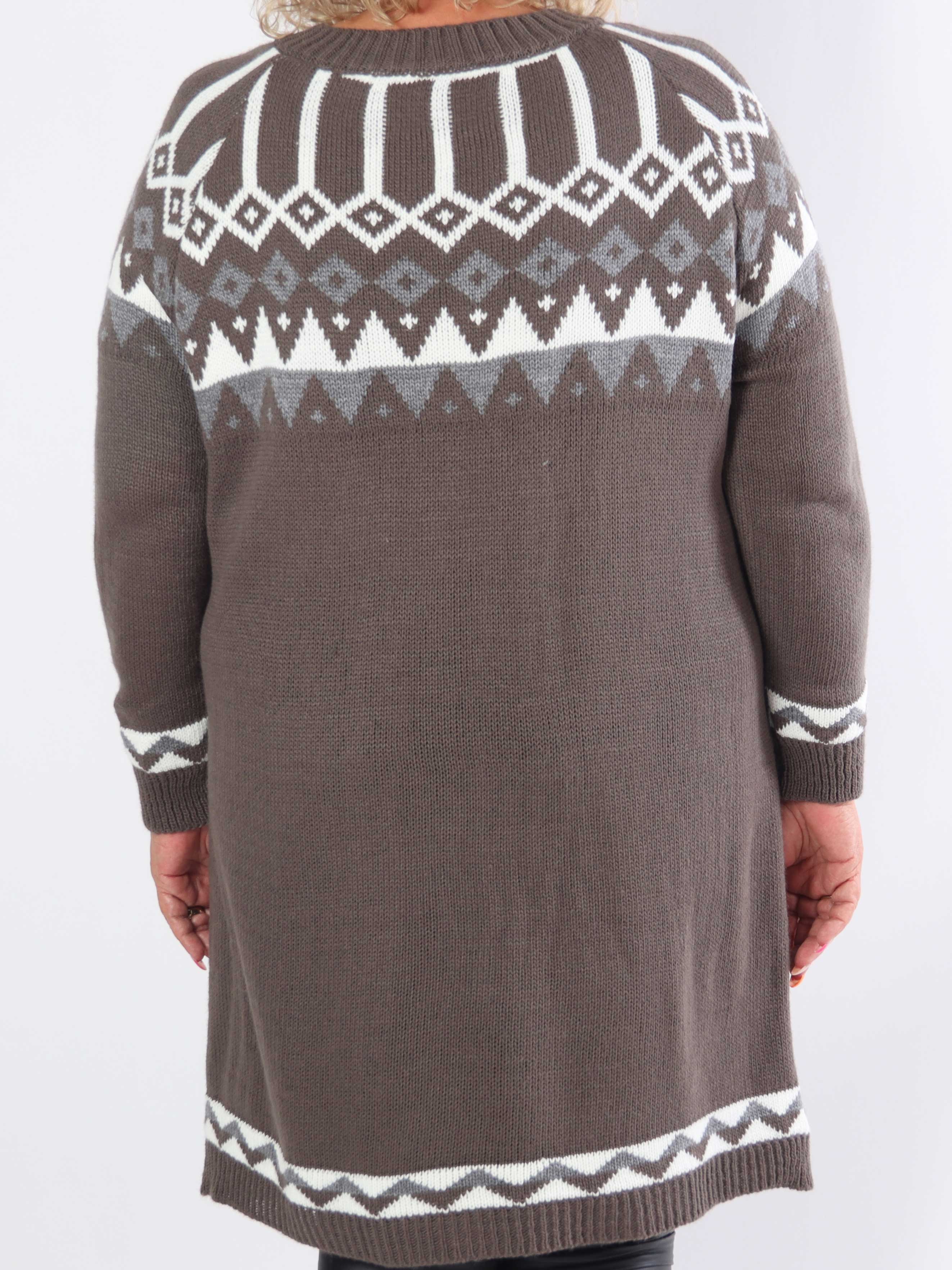 Viola - Strikkjole med flerfarvet mønster